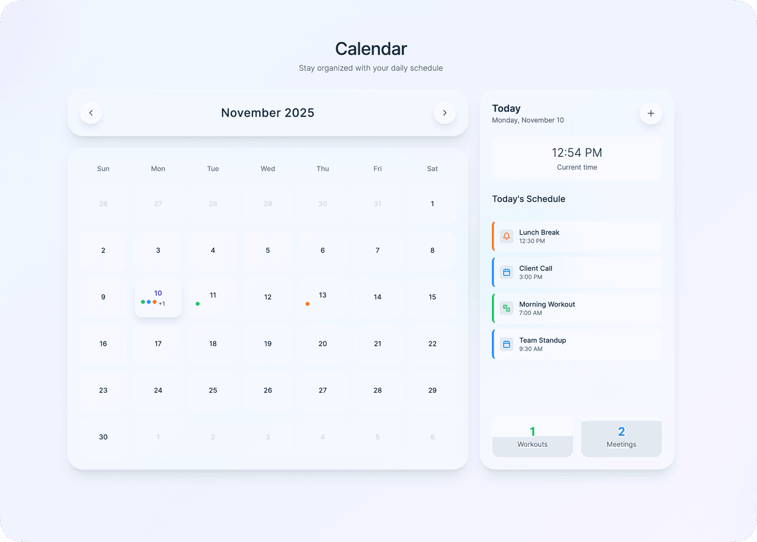Swipe Feed Calendar - Portfolio Project